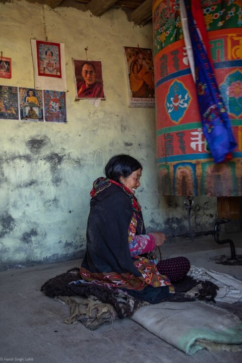At a Prayer Wheel in Kibber Village