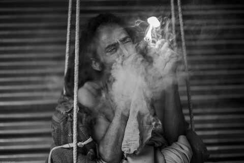 Kumbh Sadhu Lighting Up