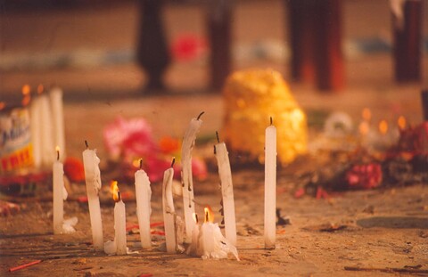 Candles at Dharmarajika stupa, Sarnath #1 Mehraab Exhibition, Gurgaon. April 2005