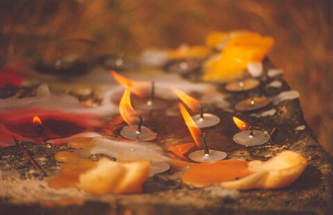 Candles at Dharmarajika stupa, Sarnath #2 Mehraab Exhibition, Gurgaon. April 2005