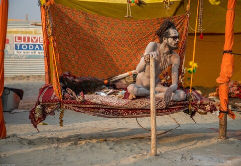 Kumbh Sadhu Shades Dude 2 Sangam, Uttar Pradesh. February 2019