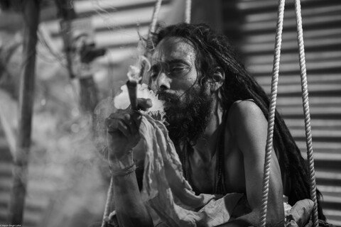 Kumbh Sadhu On One Leg Sangam, Uttar Pradesh. February 2019