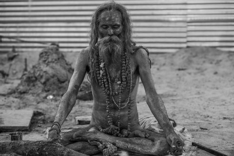 Kumbh Sadhu in Dhyan Sangam, Uttar Pradesh. February 2019