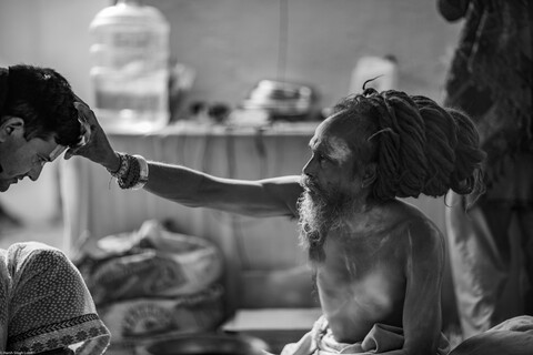 Kumbh Sadhu Blessings Sangam, Uttar Pradesh. February 2019