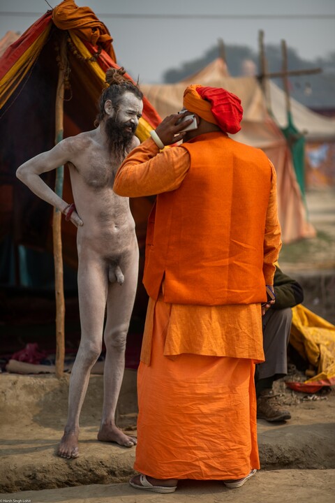 Kumbh Sadhu At Ease Sangam, Uttar Pradesh. February 2019