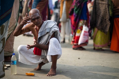 Kumbh Pilgrim After Bath Sangam, Uttar Pradesh. February 2019