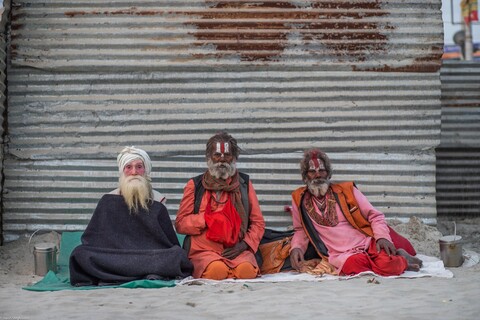 Kumbh Pilgrims 3 Cousins Sangam, Uttar Pradesh. February 2019