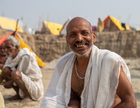 Kumbh Pilgrim Happy Sangam, Uttar Pradesh. February 2019