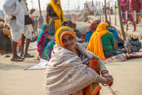 Kumbh Pilgrim Beautiful Woman Sangam, Uttar Pradesh. February 2019